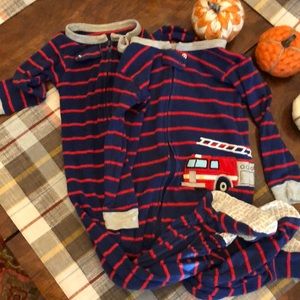 Carters 18 month fire truck jammies - two pair